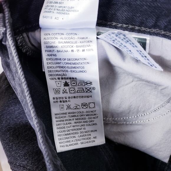 Levi’s Wedgie Jeans Shorts High Waist Cotton Frayed Hem Studs Black Wash Size 27 - Picture 9 of 10